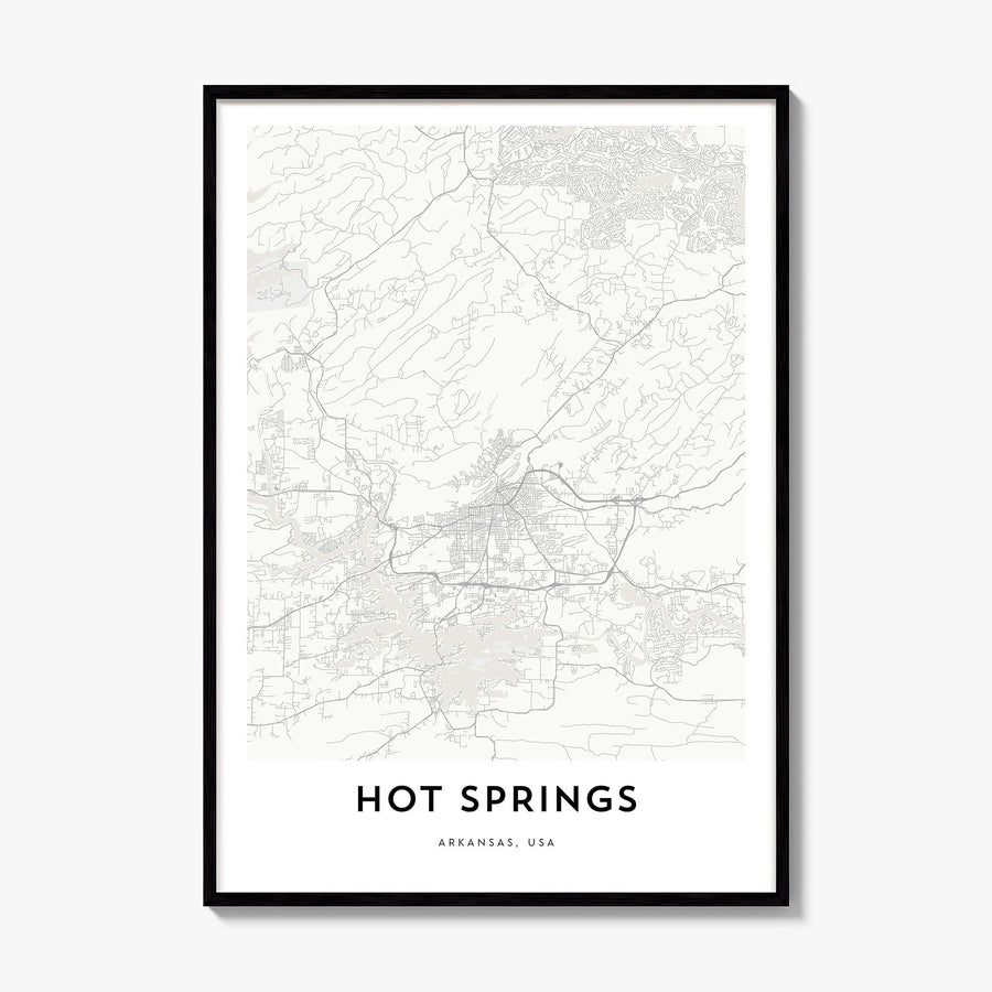 Hot Springs Map Poster, framed poster mockup