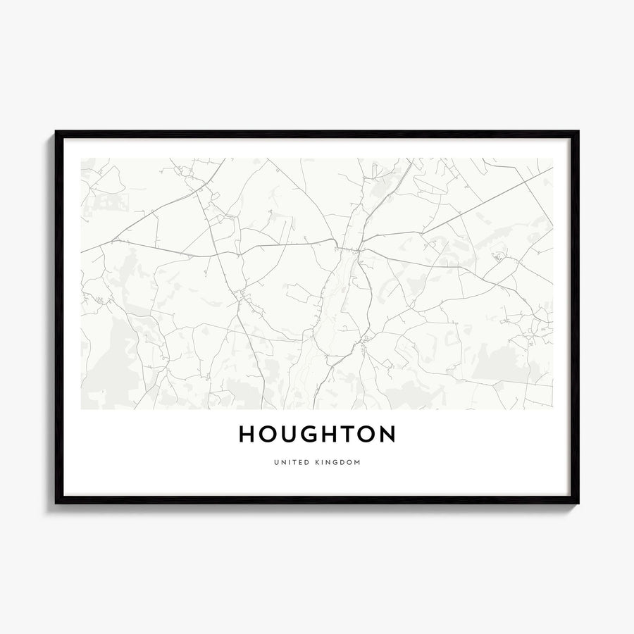 Houghton Map Poster, framed poster mockup