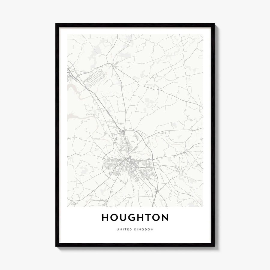 Houghton Map Poster, framed poster mockup