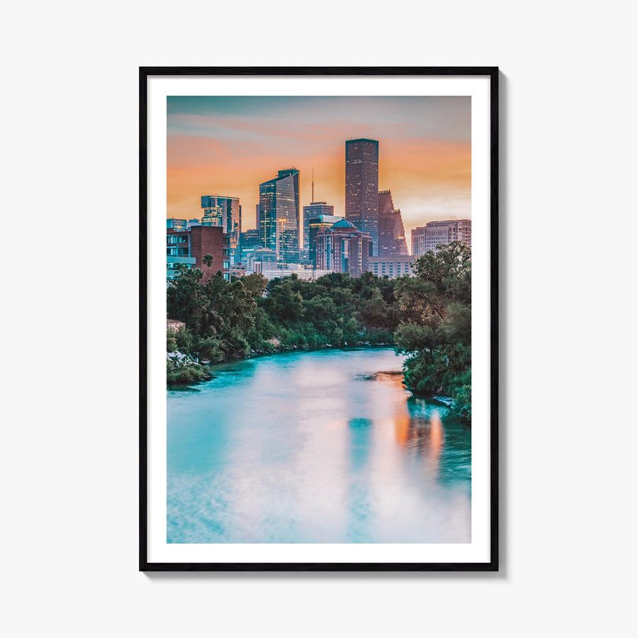 Houston no. 1 colorful photo poster of Texas, USA – vertical wall art, unframed print shown in interior mockup