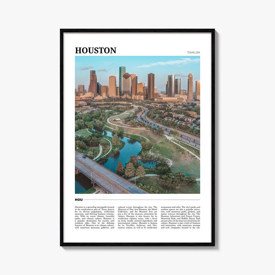Houston no. 1 colorful travel poster of Texas, USA – vertical wall art, unframed print shown in interior mockup