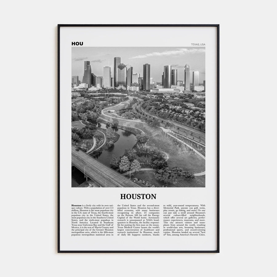 Houston No 4 Poster None / 8x12 in Nbourhood Travel B&W Poster