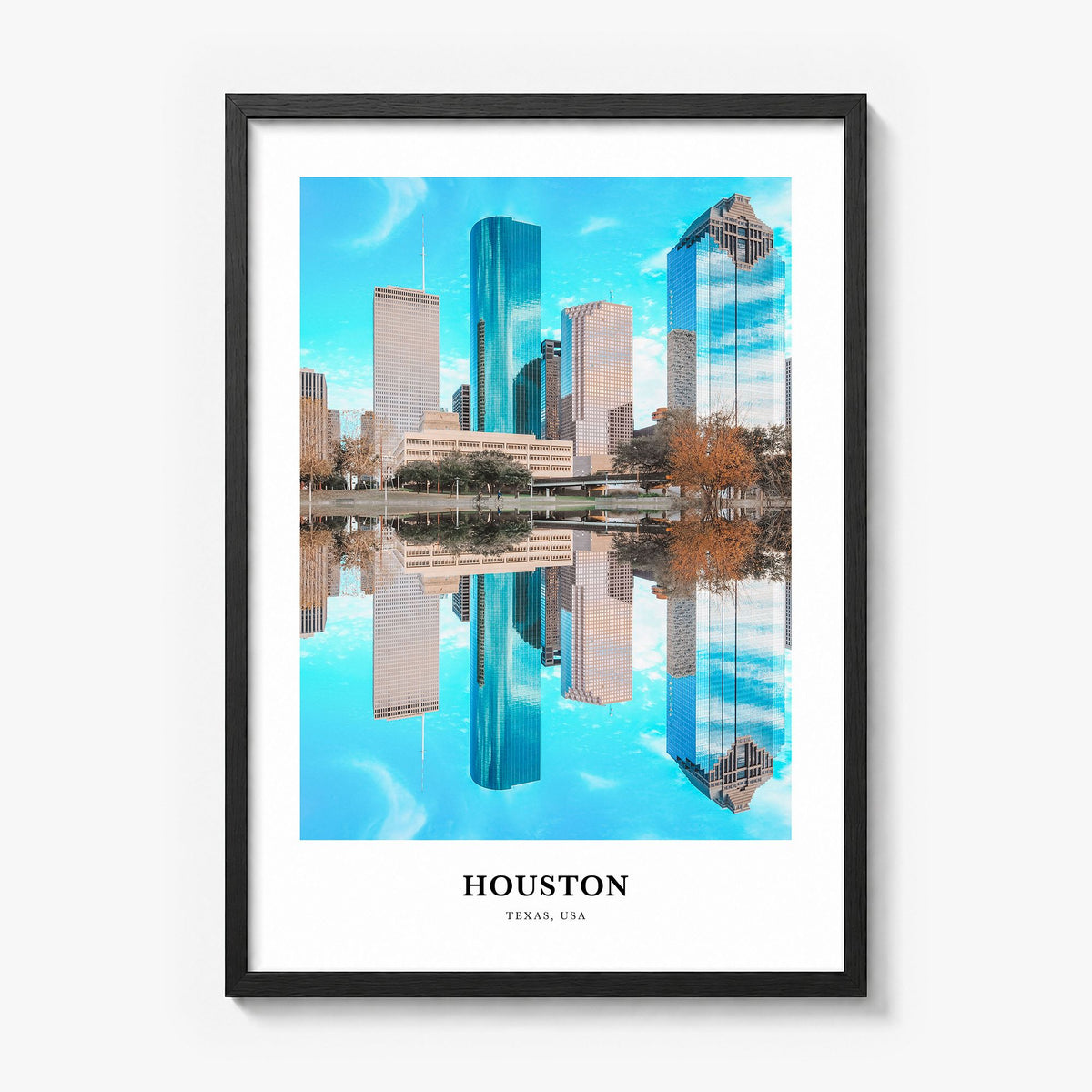 Houston Classic No 2 Poster in a black wood frame