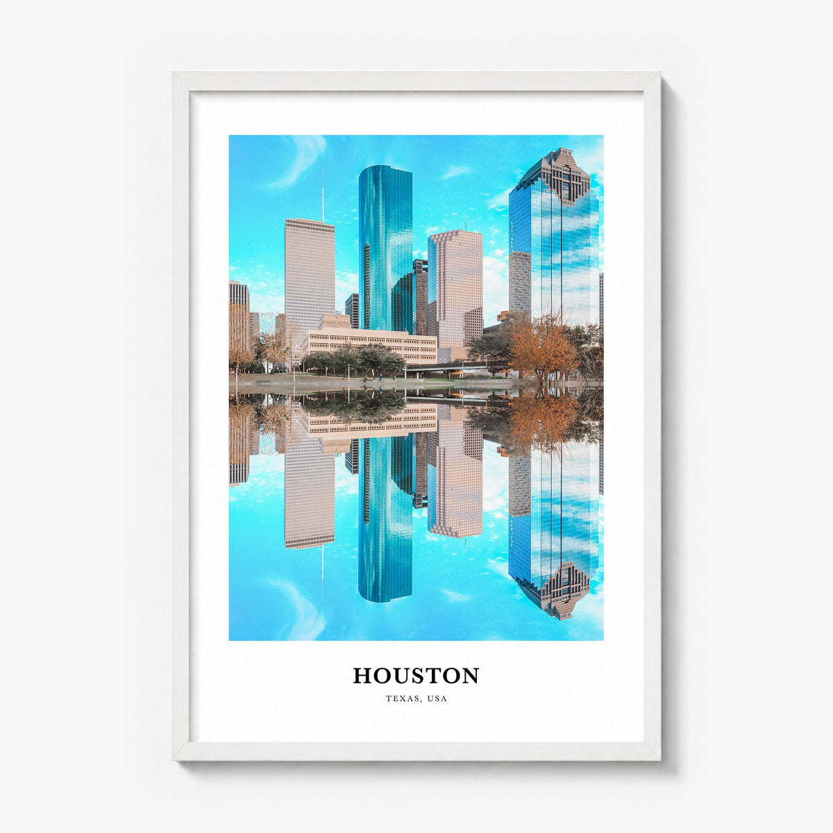 Houston Classic No 2 Poster in a white wood frame