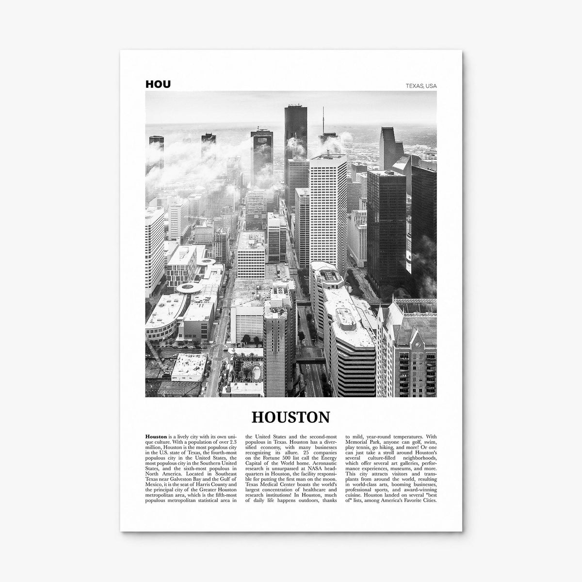 Houston Newspaper No 1 Poster, print only (unframed)