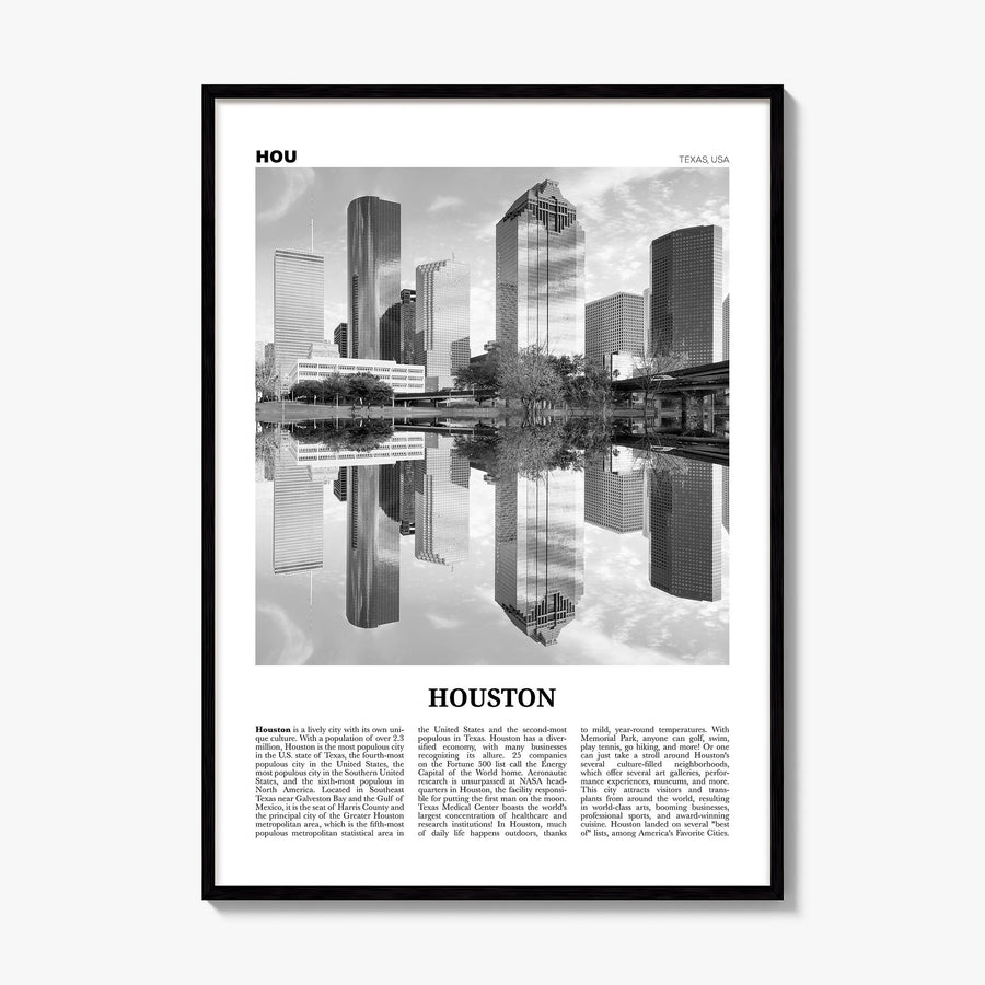Houston Newspaper No 2 Poster, framed poster mockup