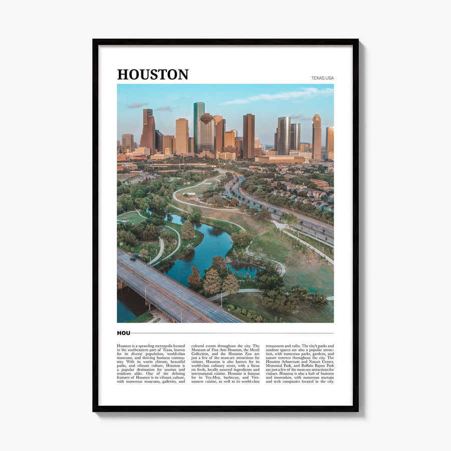 Houston Travel No 1 Poster, framed poster mockup