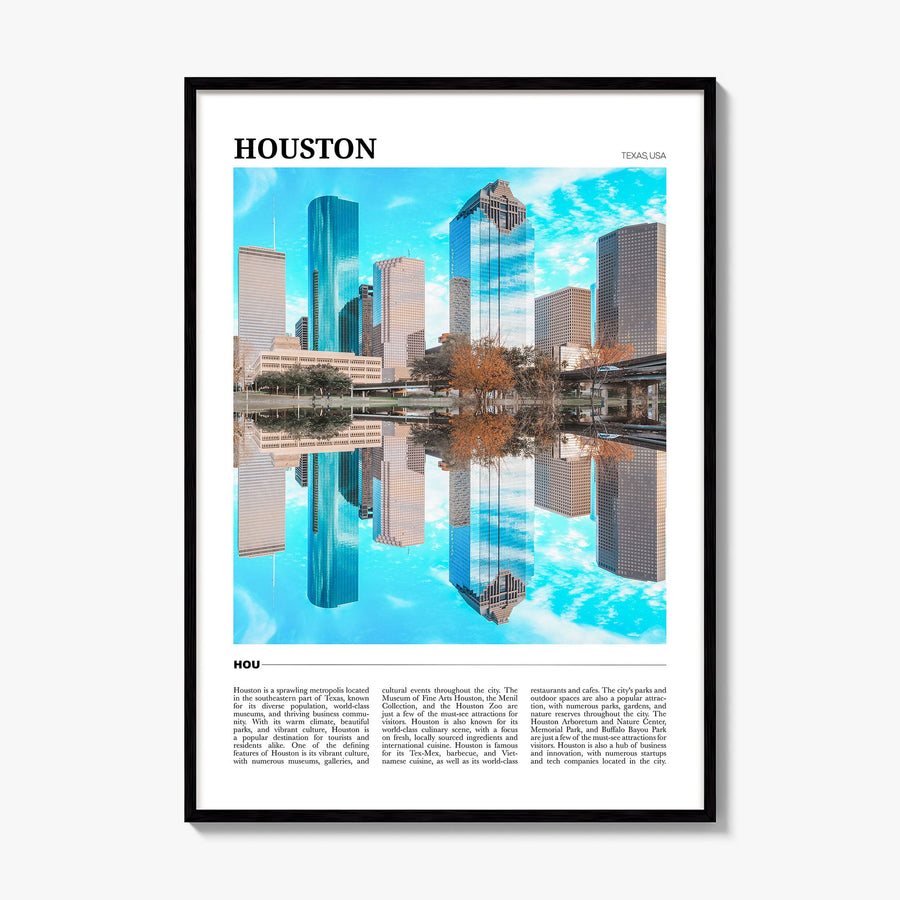 Houston Travel No 2 Poster, framed poster mockup