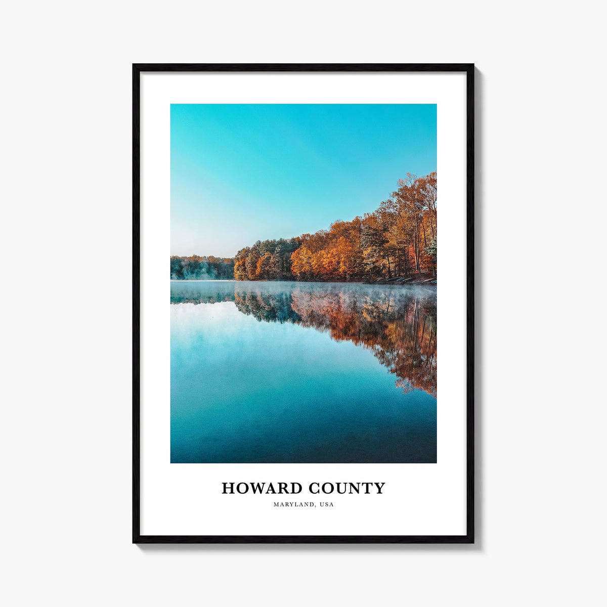 Howard County colorful classic poster of Maryland, USA – vertical wall art, unframed print shown in interior mockup