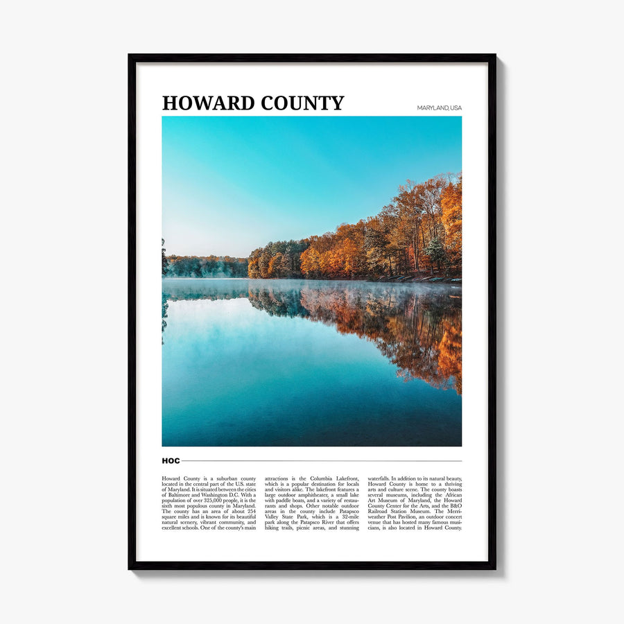 Howard County Travel Poster, framed poster mockup
