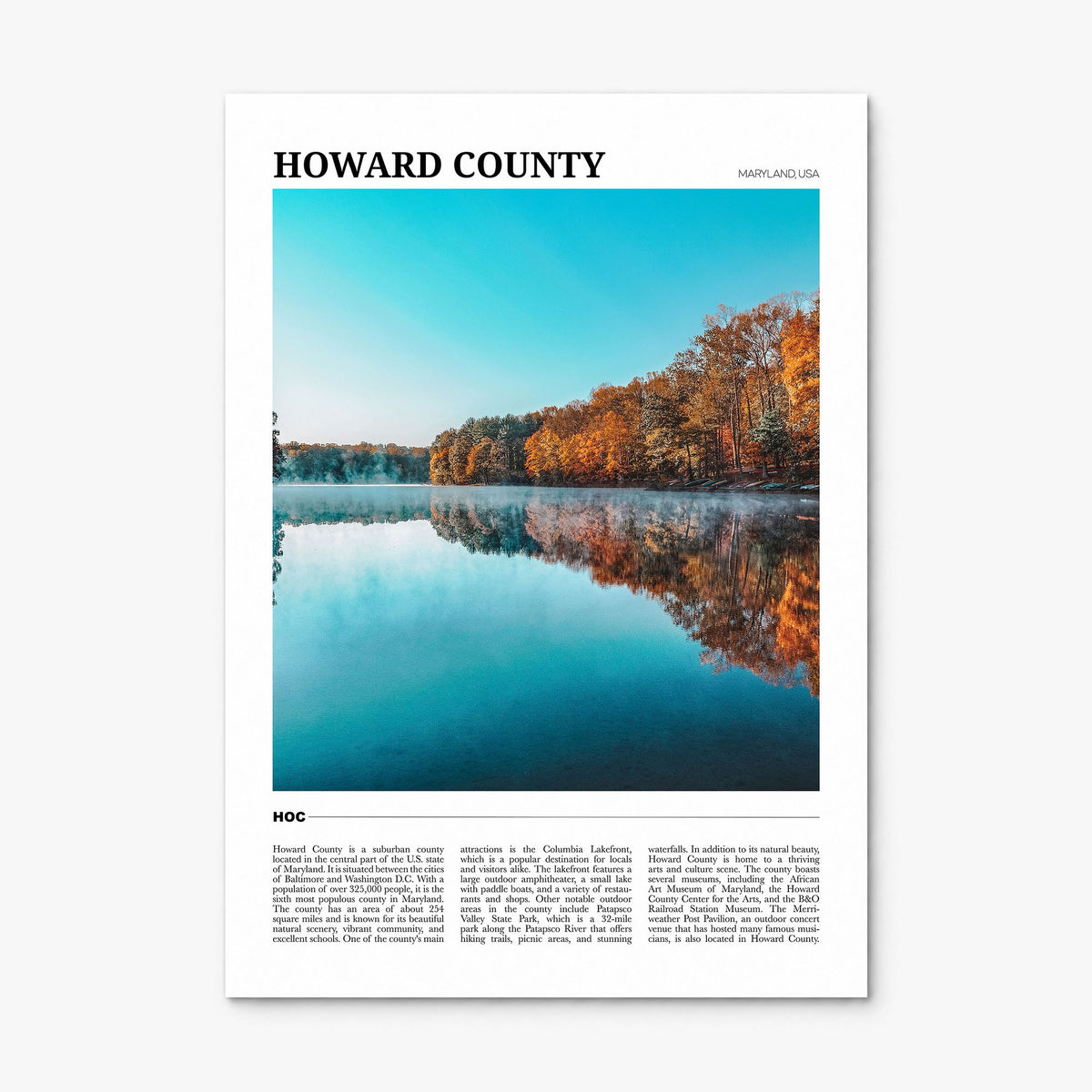 Howard County Travel Poster, print only (unframed)