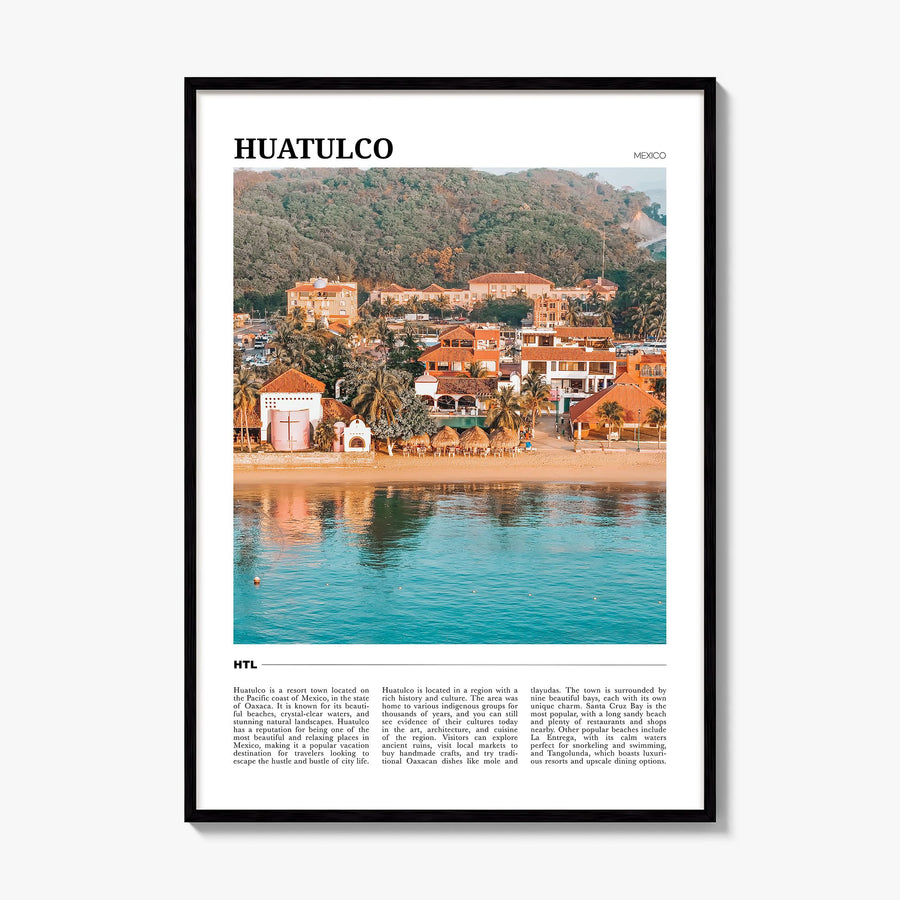 Huatulco Travel Poster, framed poster mockup