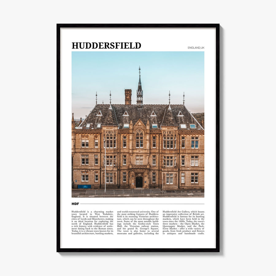 Huddersfield Travel Poster, framed poster mockup