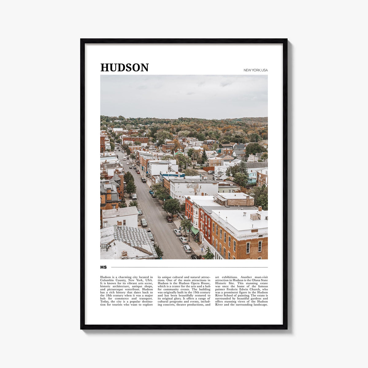 Hudson colorful travel poster of Ohio, USA – vertical wall art, unframed print shown in interior mockup