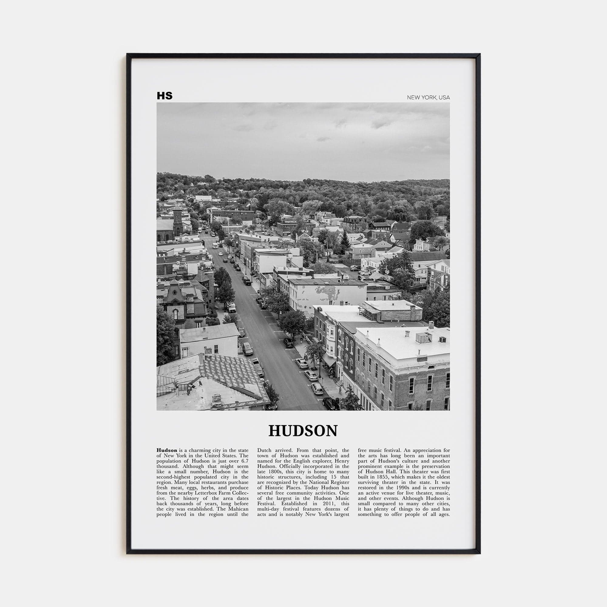 Hudson Poster None / 8x12 in Nbourhood Travel B&W Poster