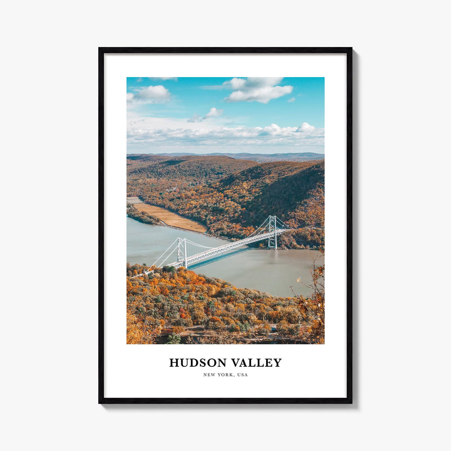 Hudson Valley colorful classic poster of New York, USA – vertical wall art, unframed print shown in interior mockup