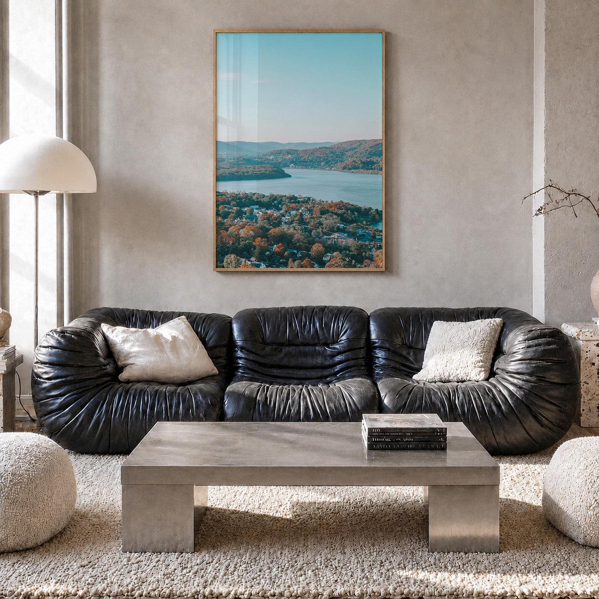 Hudson Valley no. 1 colorful photo poster of New York, USA – vertical wall art in natural wood frame, hanging on wall
