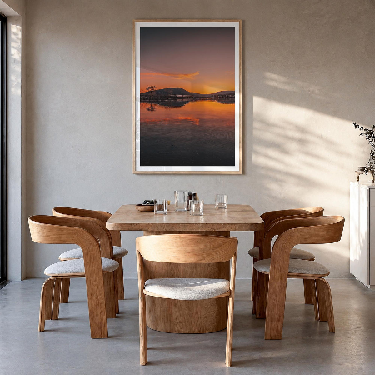 Hudson Valley no. 3 colorful photo poster of New York, USA – vertical wall art in natural wood frame with white border, hangi