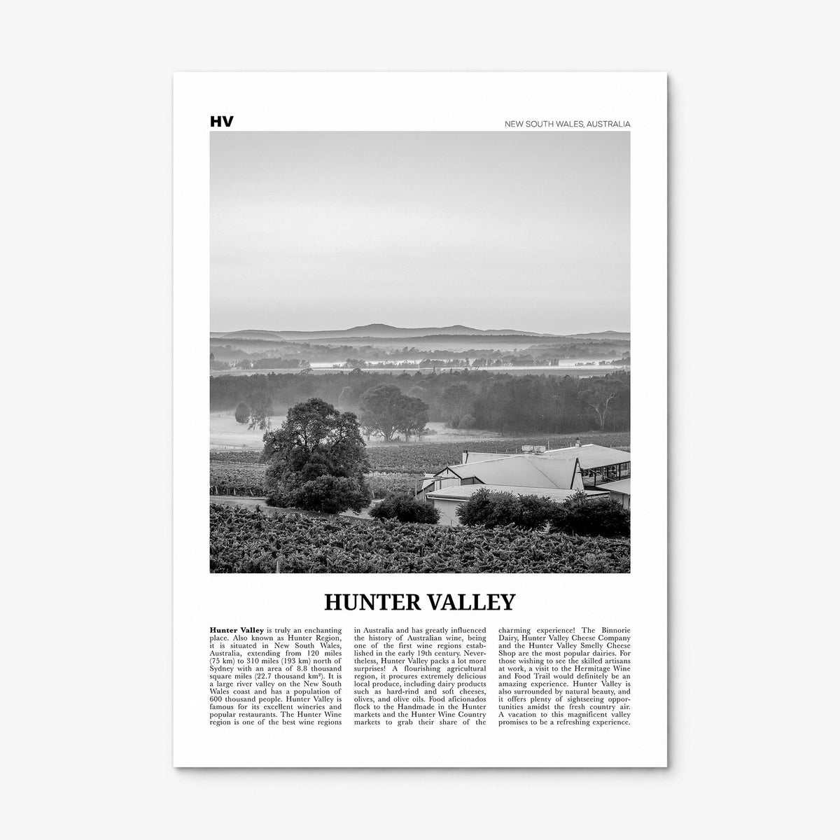 Hunter Valley Newspaper Poster, print only (unframed)