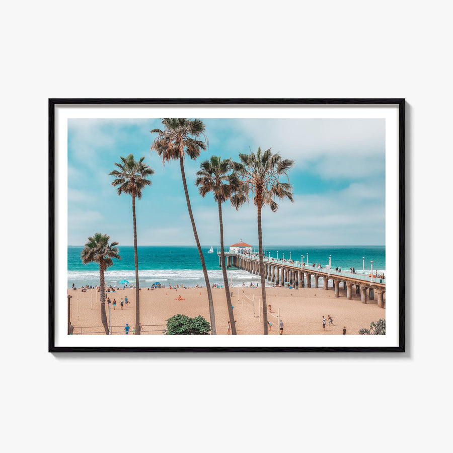 Huntington Beach colorful photo poster of California, USA – horizontal wall art, unframed print shown in interior mockup