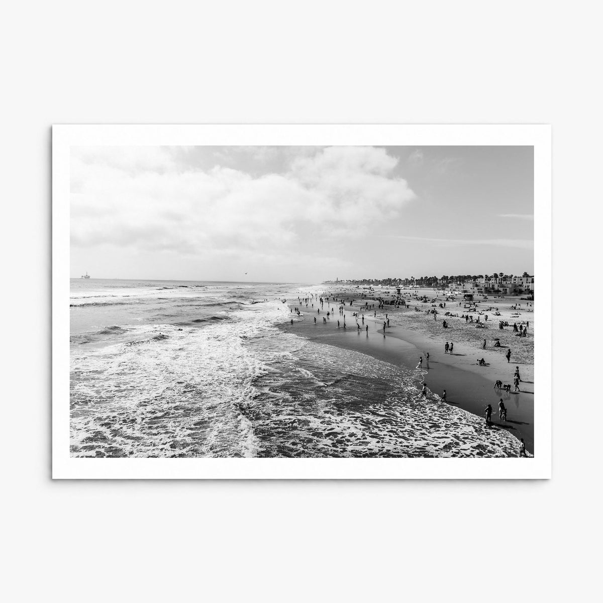 Huntington Beach Photo Poster, print only (unframed), white border