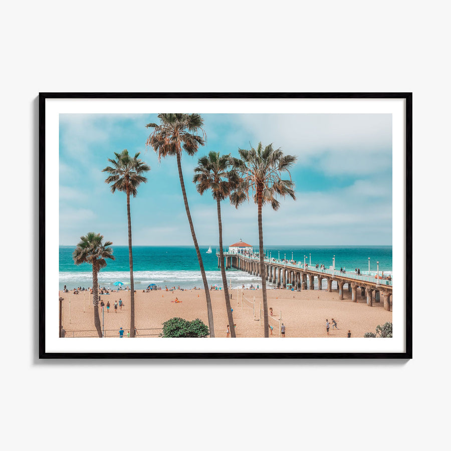 Huntington Beach Photo Poster, framed poster mockup, white border