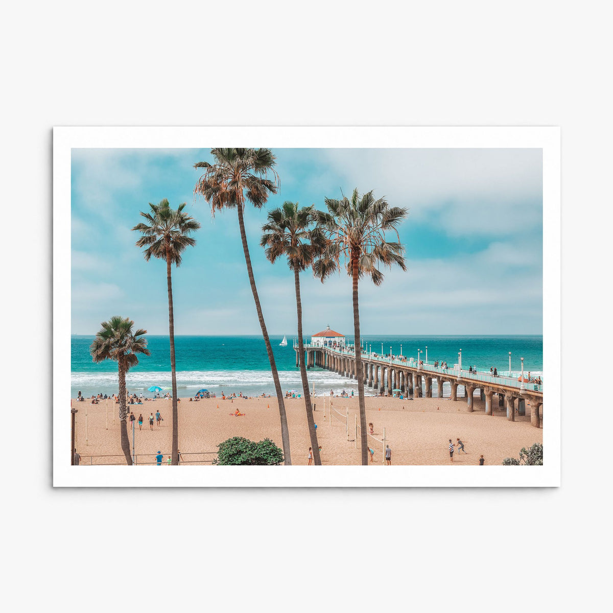 Huntington Beach Photo Poster, print only (unframed), white border