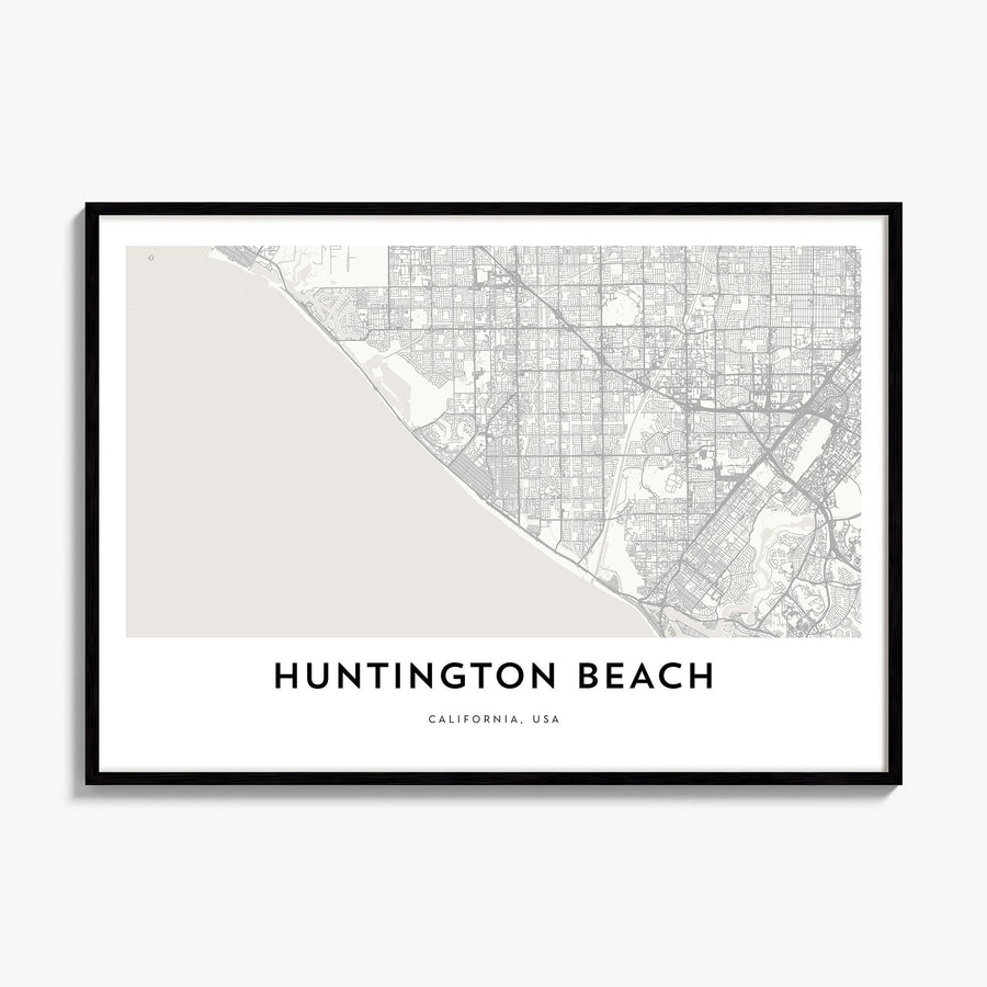 Huntington Beach Map Poster, framed poster mockup