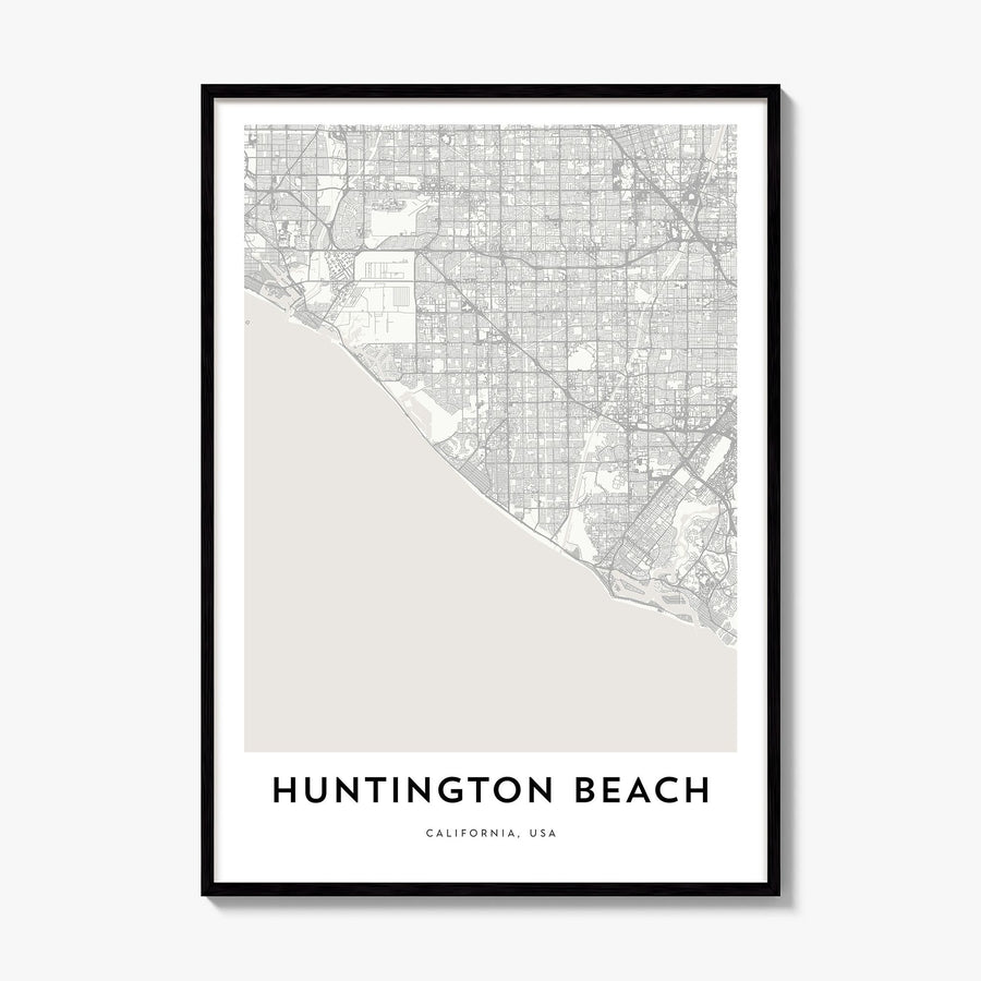 Huntington Beach Map Poster, framed poster mockup