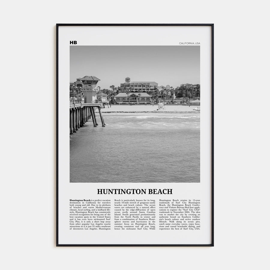 Huntington Beach No 1 Poster None / 8x12 in Nbourhood Travel B&W Poster