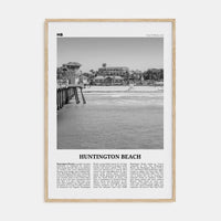 Huntington Beach No 1 Poster Natural Wood / 8x12 in Nbourhood Travel B&W Poster