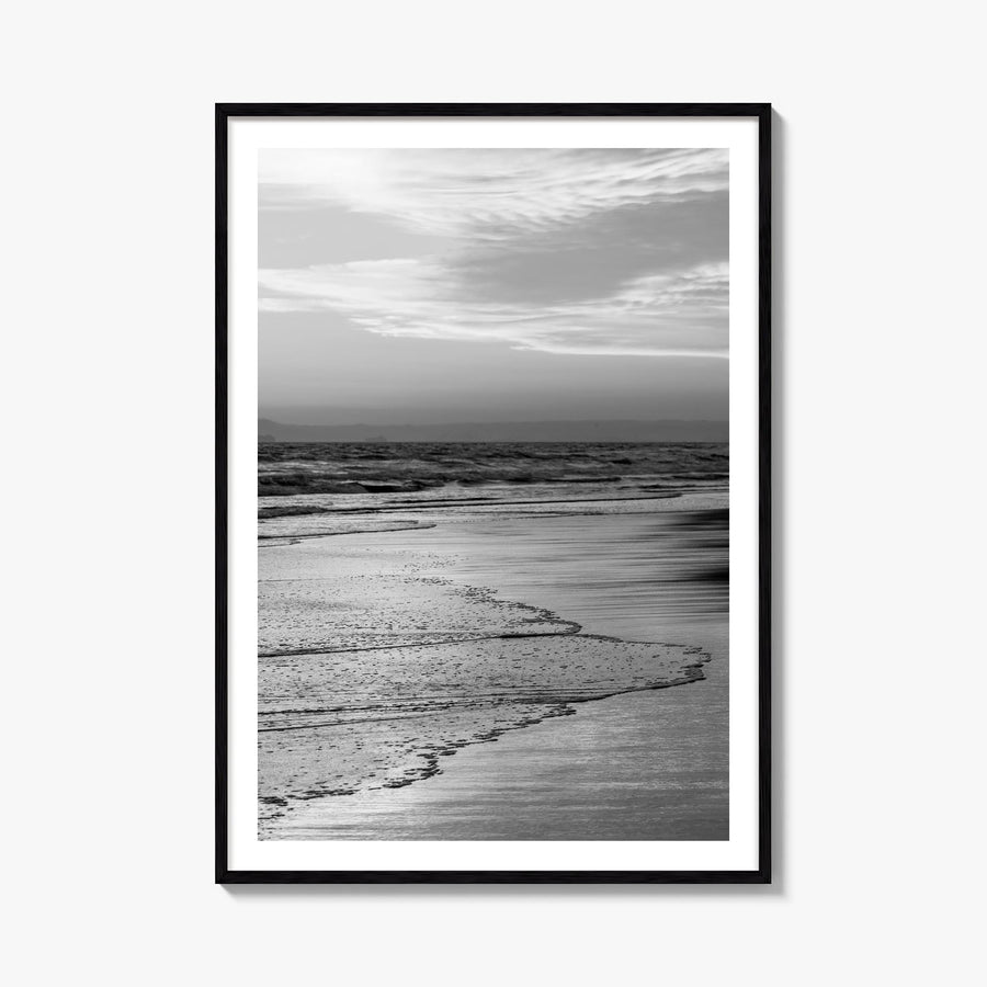 Huntington Beach no. 1 black & white photo poster of California, USA – vertical wall art, unframed print shown in interior mo