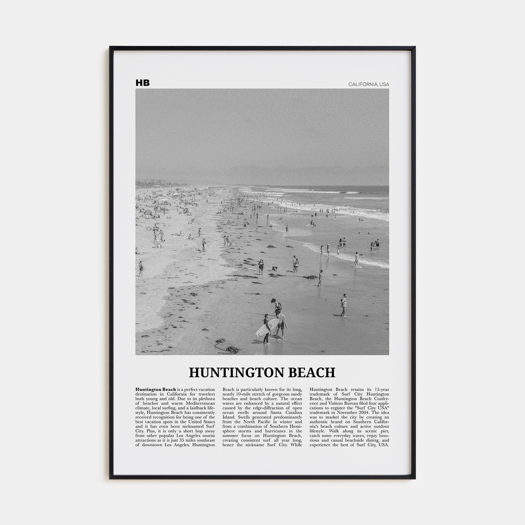 Huntington Beach No 2 Poster None / 8x12 in Nbourhood Travel B&W Poster