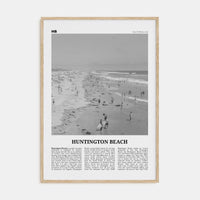 Huntington Beach No 2 Poster Natural Wood / 8x12 in Nbourhood Travel B&W Poster