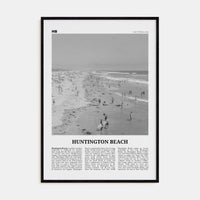 Huntington Beach No 2 Poster Black Wood / 8x12 in Nbourhood Travel B&W Poster