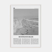 Huntington Beach No 2 Poster White Wood / 8x12 in Nbourhood Travel B&W Poster