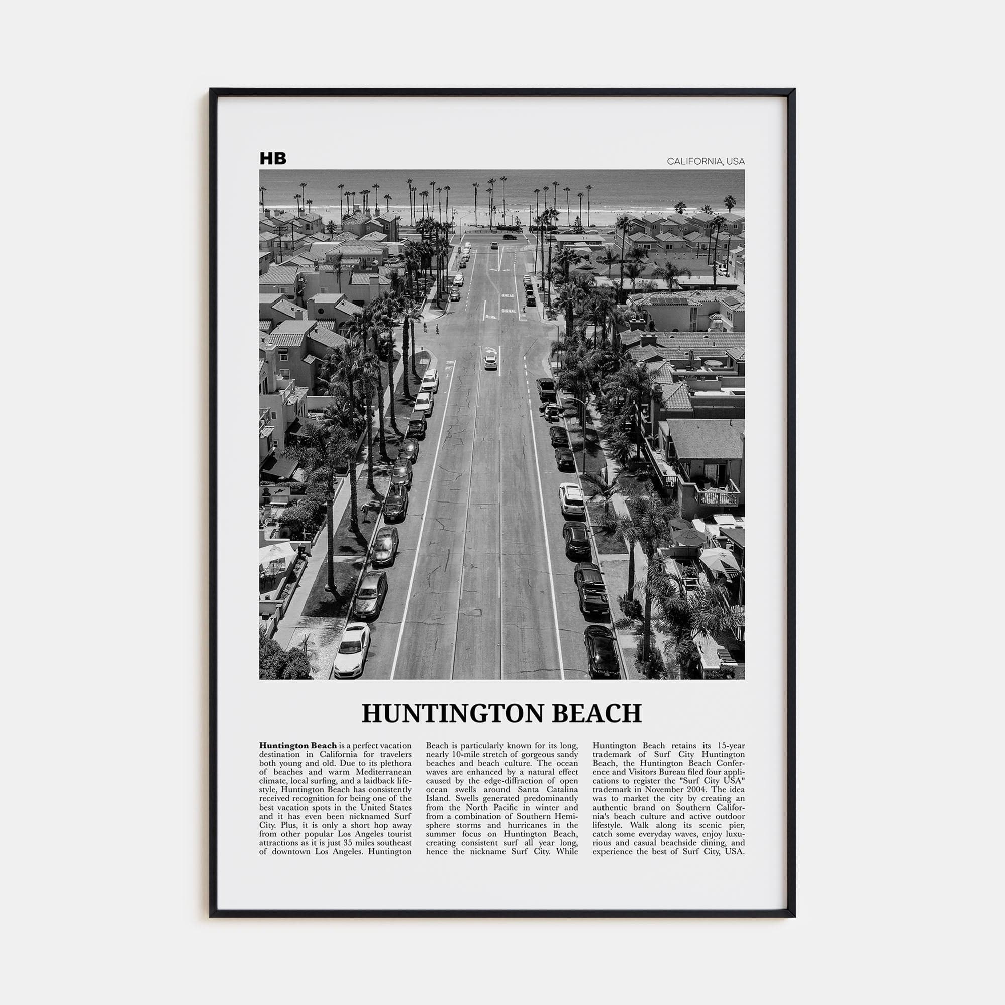 Huntington Beach No 3 Poster None / 8x12 in Nbourhood Travel B&W Poster