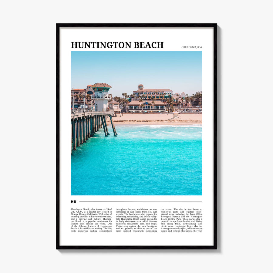 Huntington Beach Travel Poster, framed poster mockup