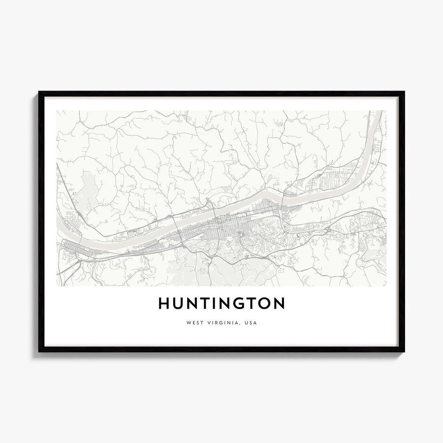 Huntington, West Virginia Map Poster, framed poster mockup