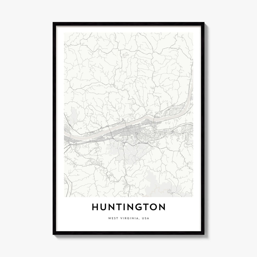 Huntington, West Virginia Map Poster, framed poster mockup