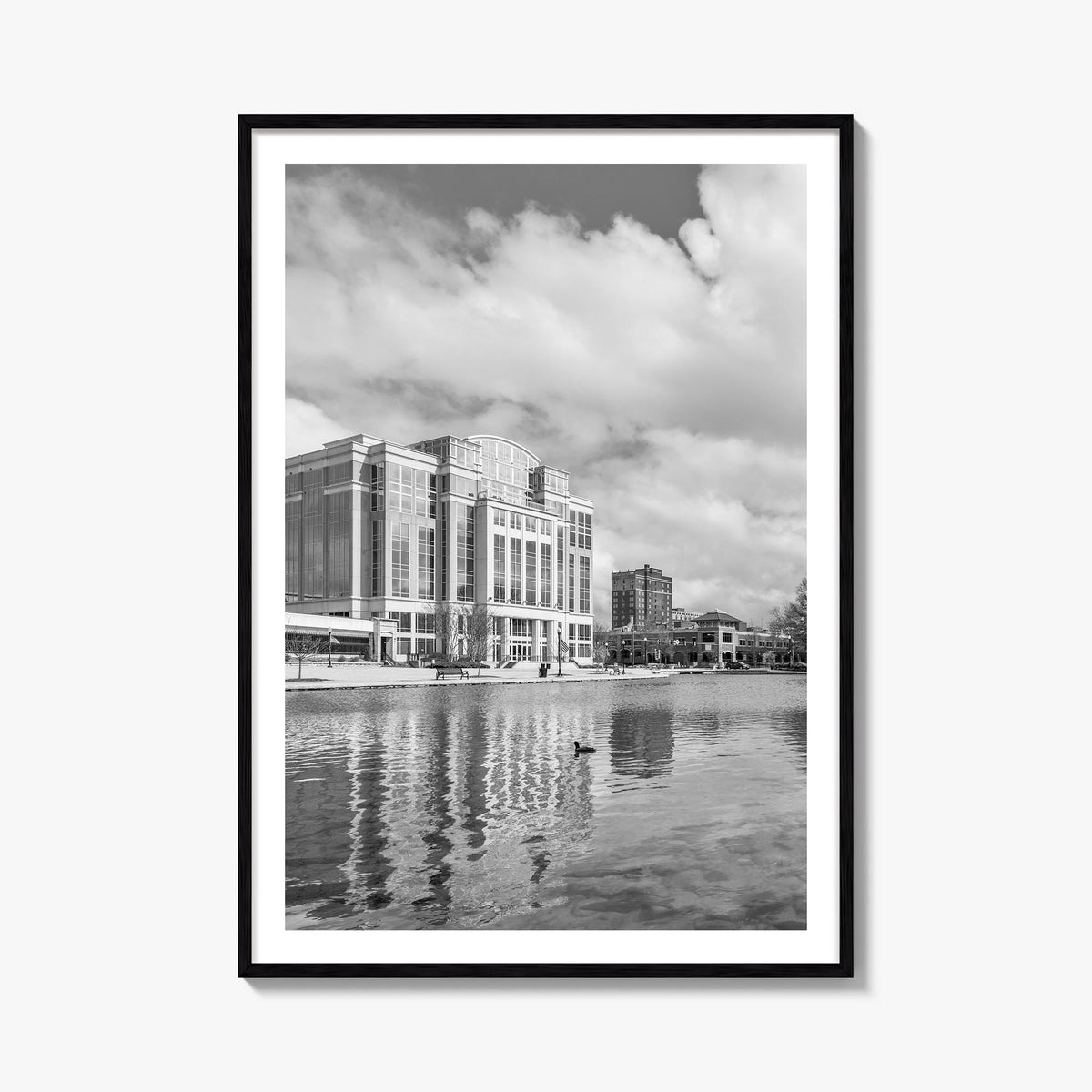 Huntsville black & white photo poster of Alabama, USA – vertical wall art, unframed print shown in interior mockup