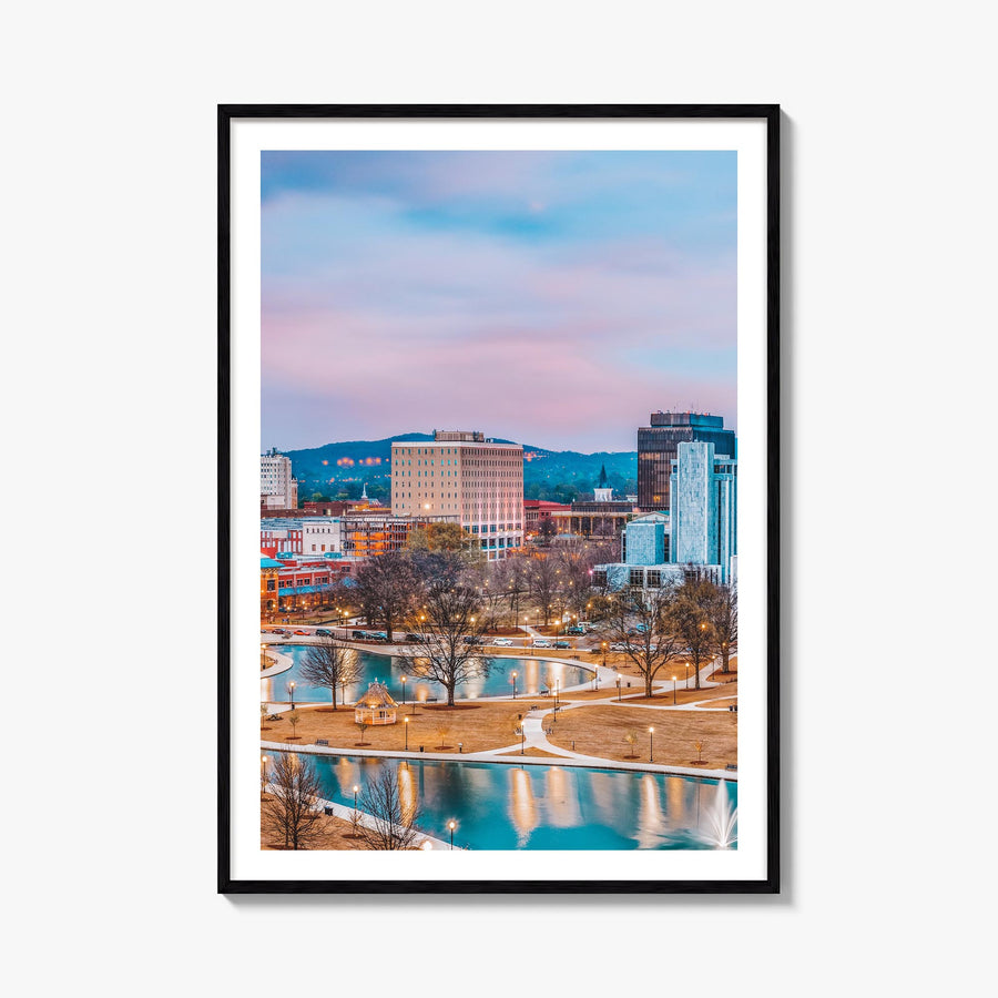 Huntsville colorful photo poster of Alabama, USA – vertical wall art, unframed print shown in interior mockup