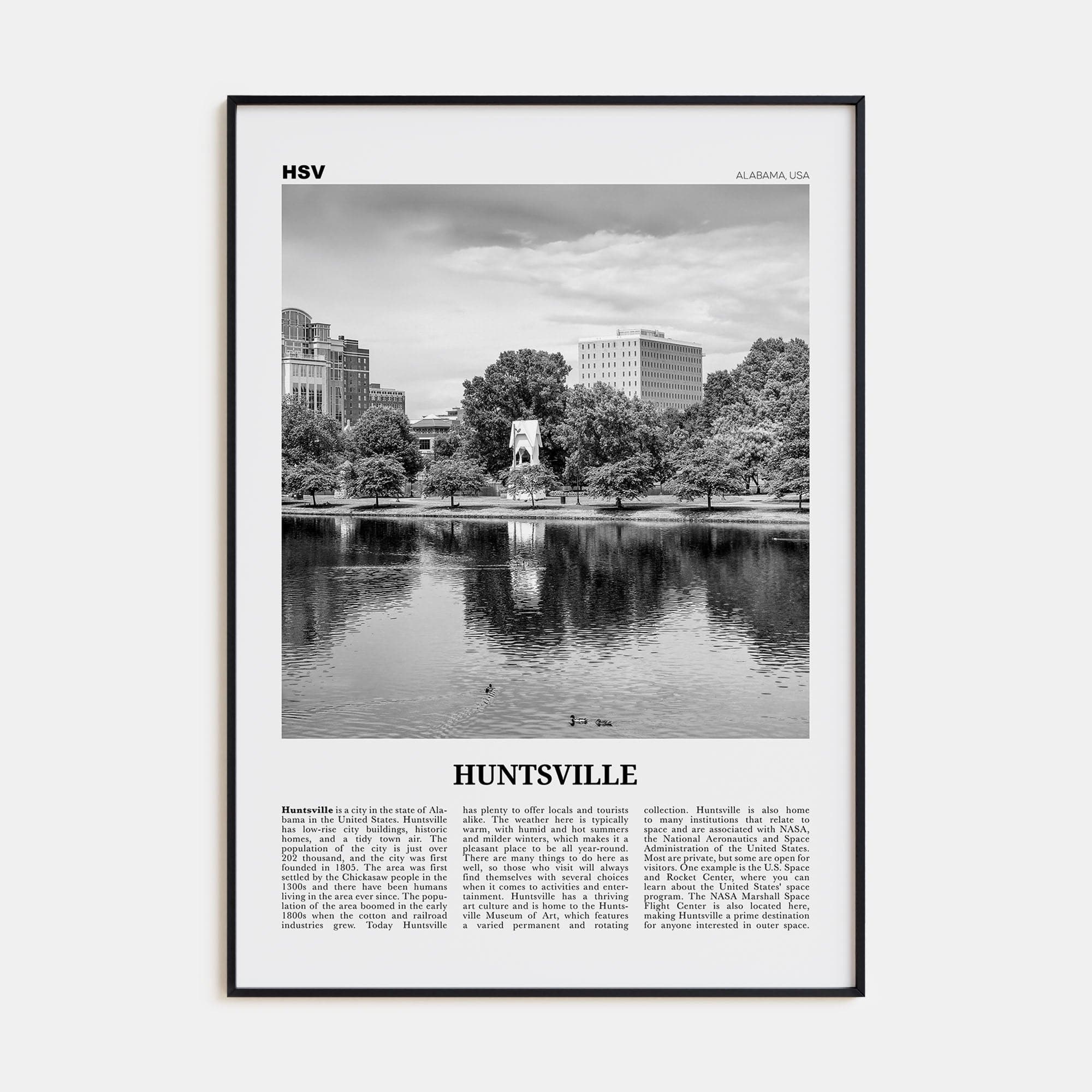 Huntsville Poster None / 8x12 in Nbourhood Travel B&W Poster