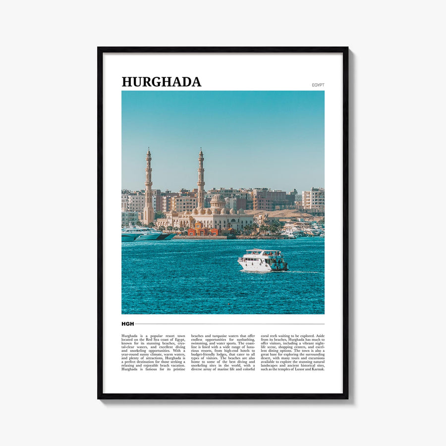 Hurghada colorful travel poster of Egypt – vertical wall art, unframed print shown in interior mockup