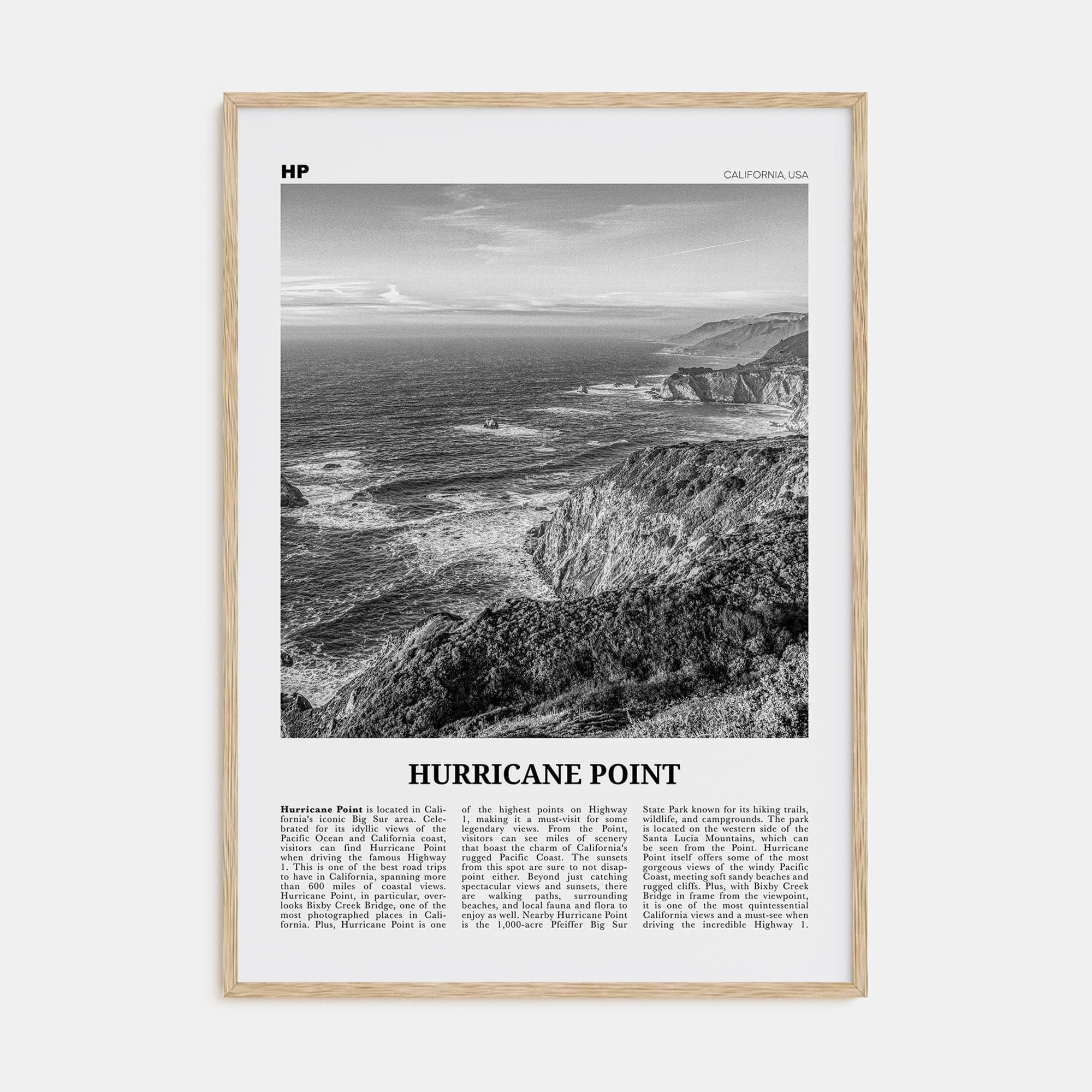 Hurricane Point Poster Natural Wood / 8x12 in Nbourhood Travel B&W Poster