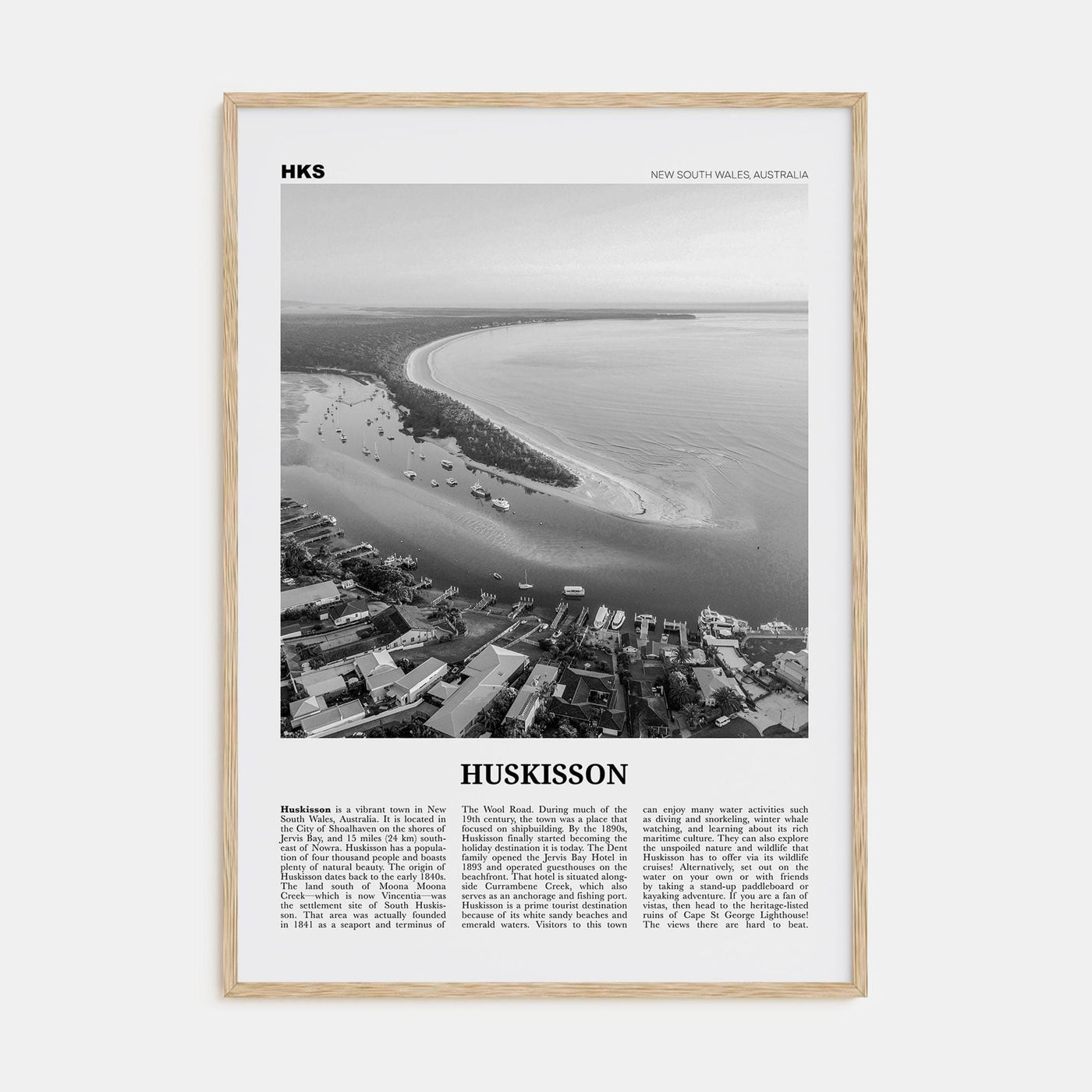 Huskisson Poster Natural Wood / 8x12 in Nbourhood Travel B&W Poster