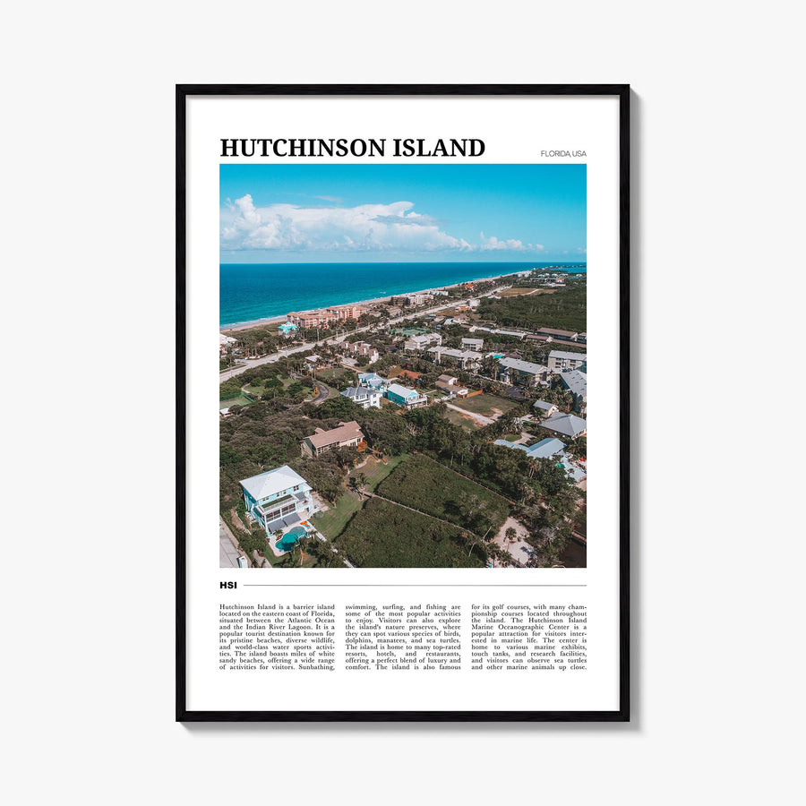 Hutchinson Island colorful travel poster of Florida, USA – vertical wall art, unframed print shown in interior mockup
