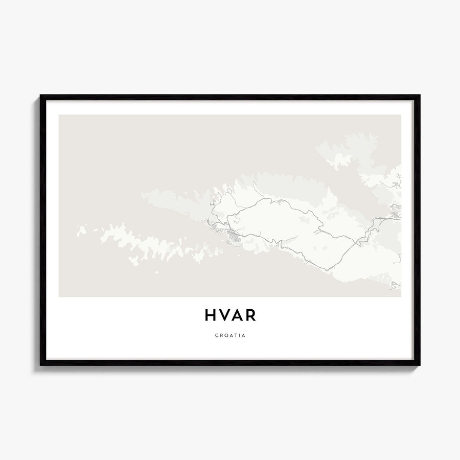 Hvar Map Poster, framed poster mockup