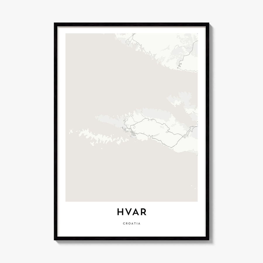 Hvar Map Poster, framed poster mockup