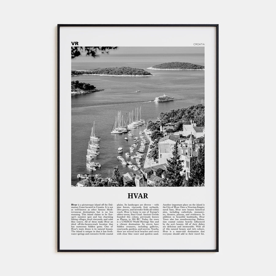 Hvar Poster None / 8x12 in Nbourhood Travel B&W Poster